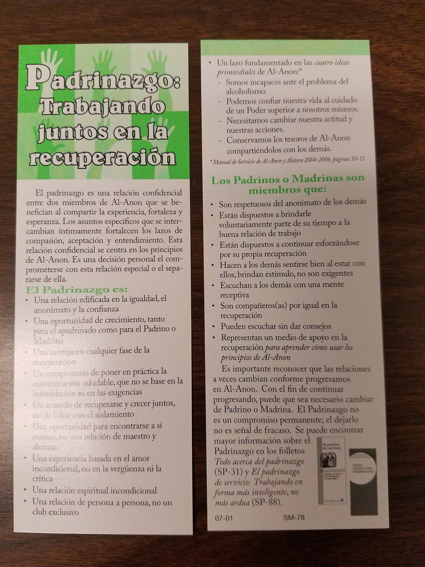 Padrinazgo: Trabajando juntos en la recuperacion (Marcador de libros)